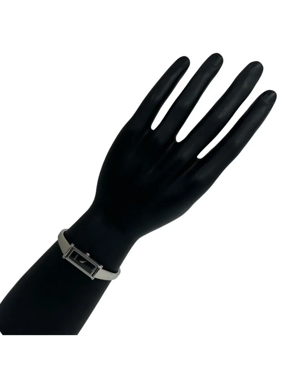 Gucci Bangle Watch Stainless Steel Quartz Wrist Silver Black